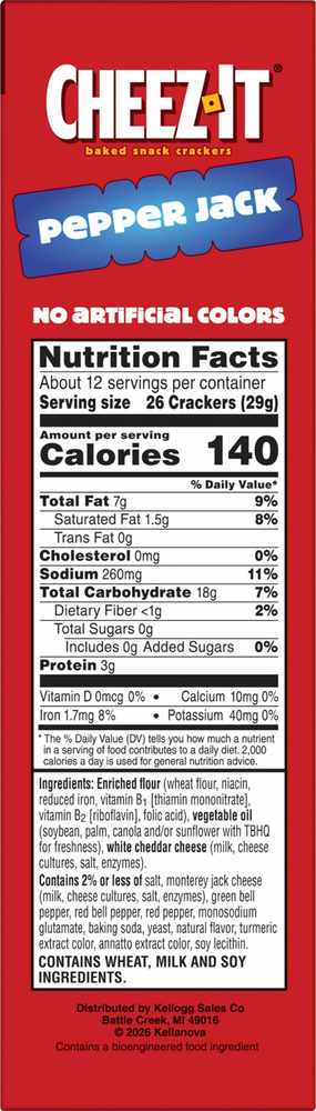 Cheez-It Pepper Jack Baked Snack Crackers Pantry Size
