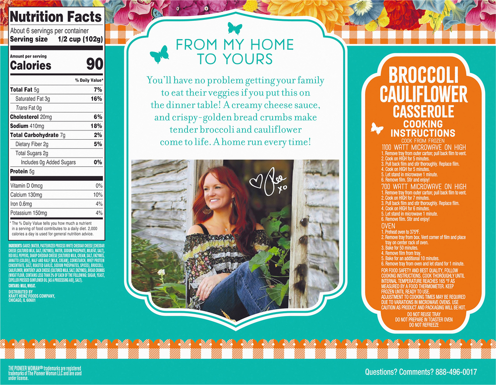 The Pioneer Woman Broccoli Cauliflower CasserolePlanogramBack
