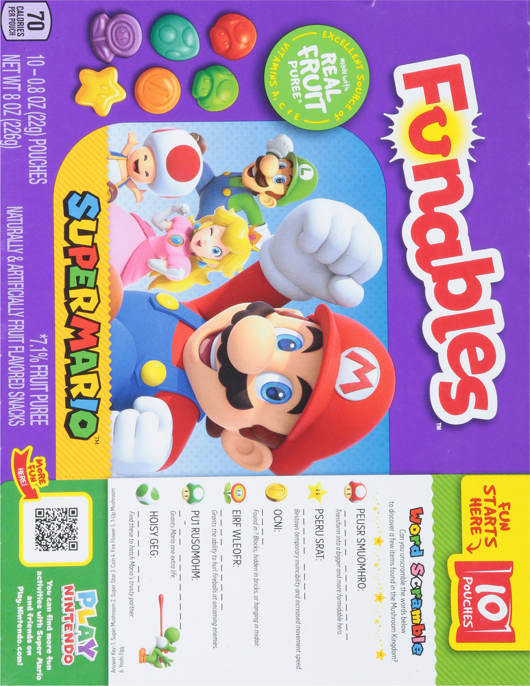 Funables Fruit Snacks, Super MarioPlanogramBack