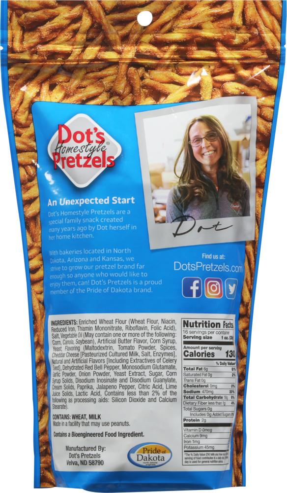 Dot's Homestyle Pretzels Pretzel Twists, Southwest SeasonedPlanogramBack