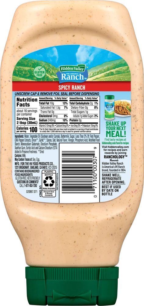 Hidden Valley The Original Ranch Condiment & Dressing, Spicy Ranch ...