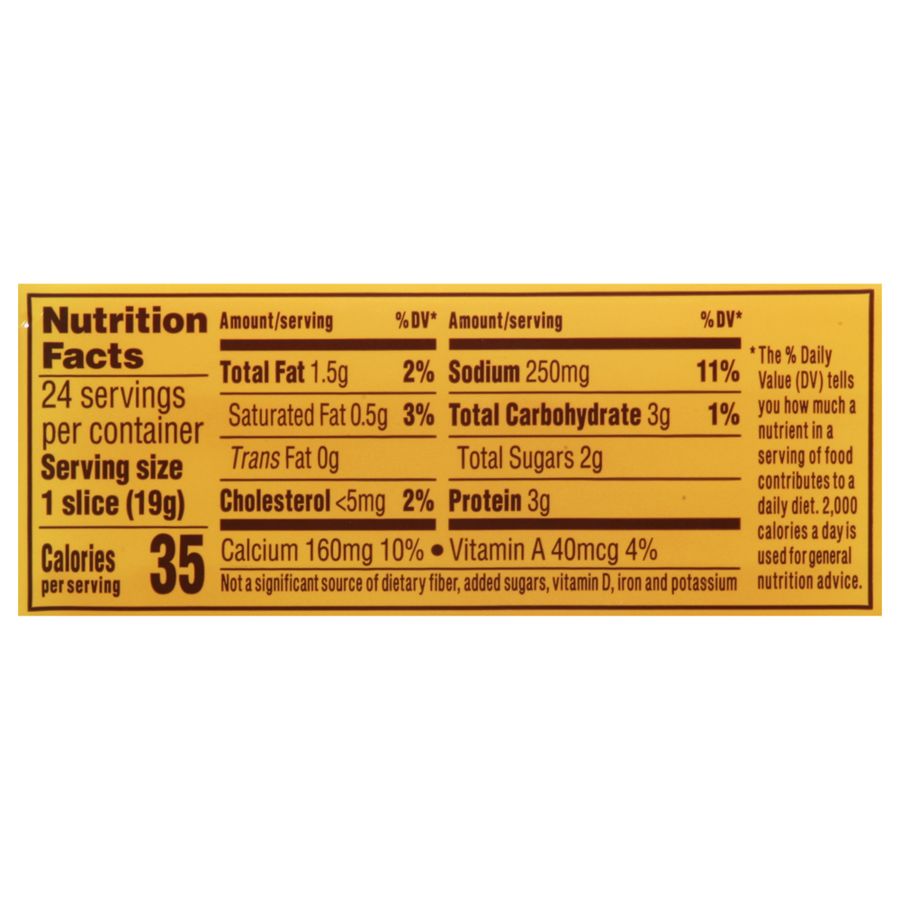 Velveeta Cheese Slices Original Flavor Nutrition Facts