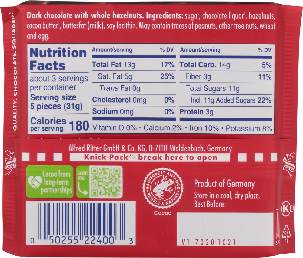 Planogram Ritter Sport Ritter Sport Dark Chocolate with Whole Hazelnut-Planogram-Back