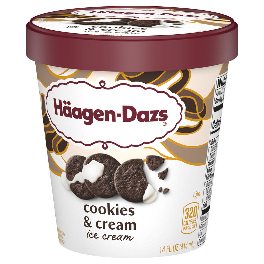 HaagenDazs Ice Cream, Cookies & CreamFrontRightElevated