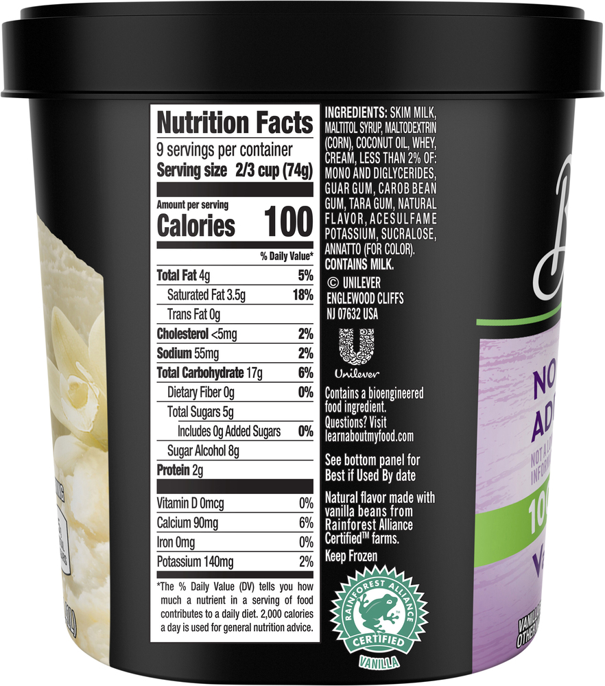Breyers Frozen Dairy Dessert, No Sugar Added, VanillaPlanogramRight