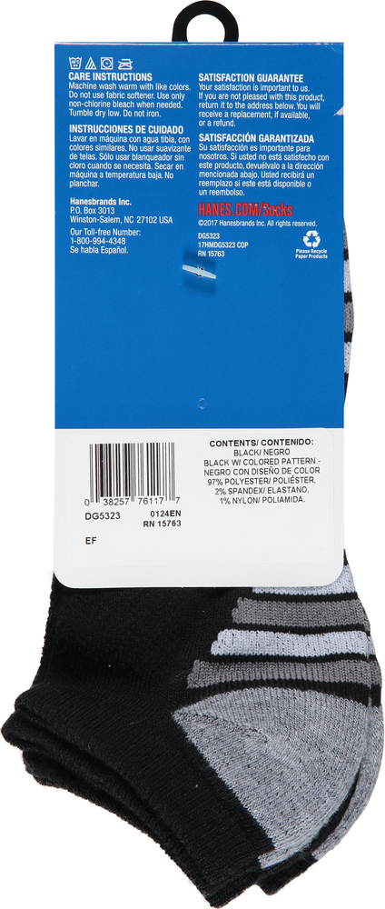 Hanes Cool Dri Socks No Show Black Men s