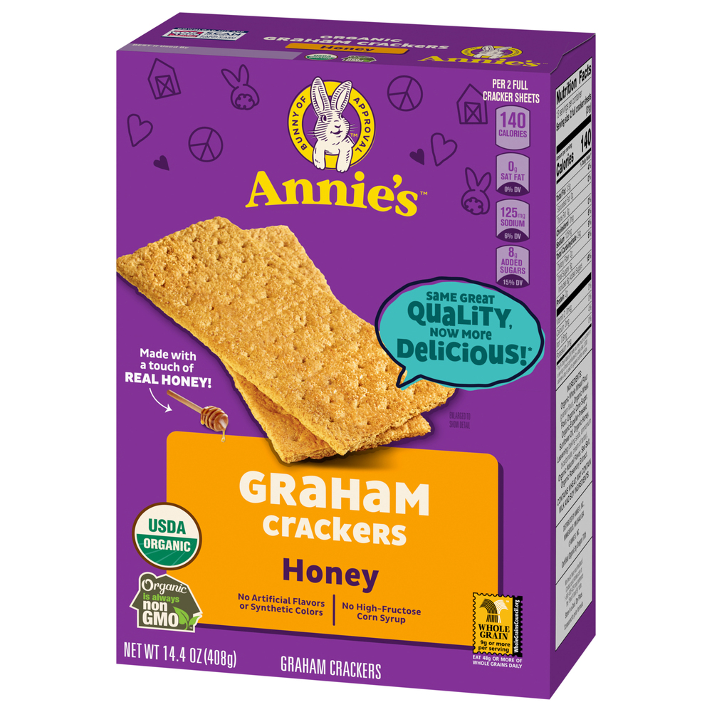 Annie's Graham Crackers, Organic, Honey GrahamsFrontRightElevated