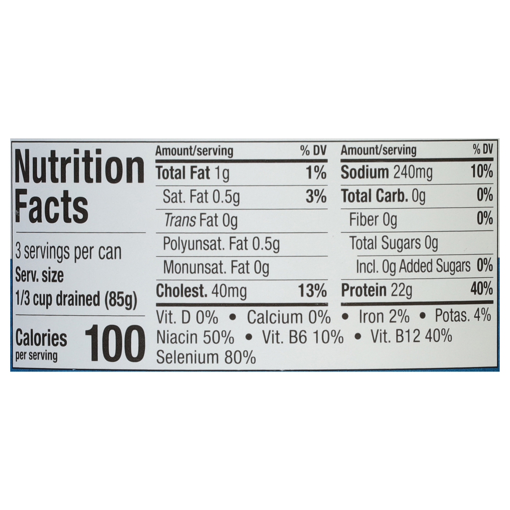 Bumble Bee Tuna, in Water, White, Solid, AlbacoreNutritionFacts