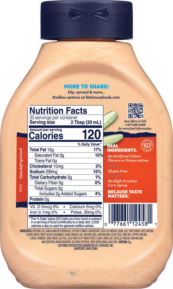 Litehouse Dressing & Dip, Thousand Island, Family SizePlanogramBack