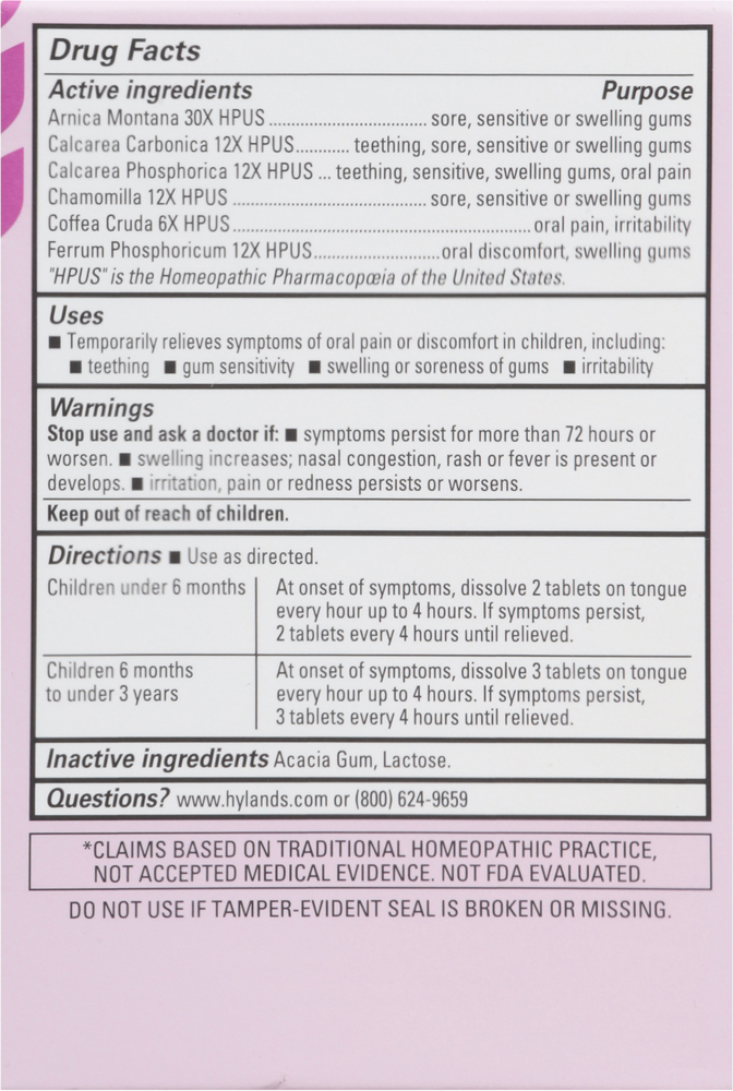 Hyland's Baby Oral Pain Relief, 65 mg, QuickDissolving Tablets