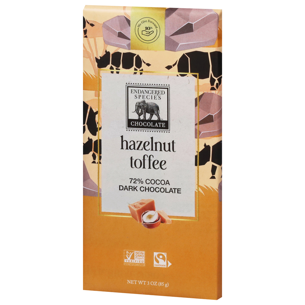 Endangered Species 72% Cocoa Hazelnut Toffee Dark Chocolate