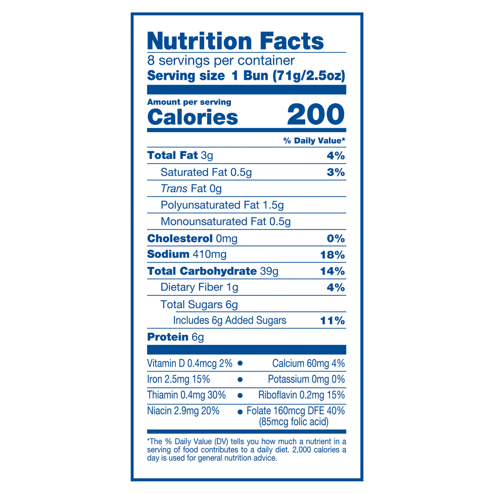 Wonder Hamburger Buns, Seeded, Extra Soft, JumboNutritionFacts