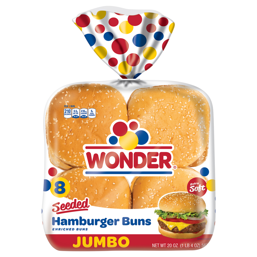 Wonder Hamburger Buns, Seeded, Extra Soft, JumboMain