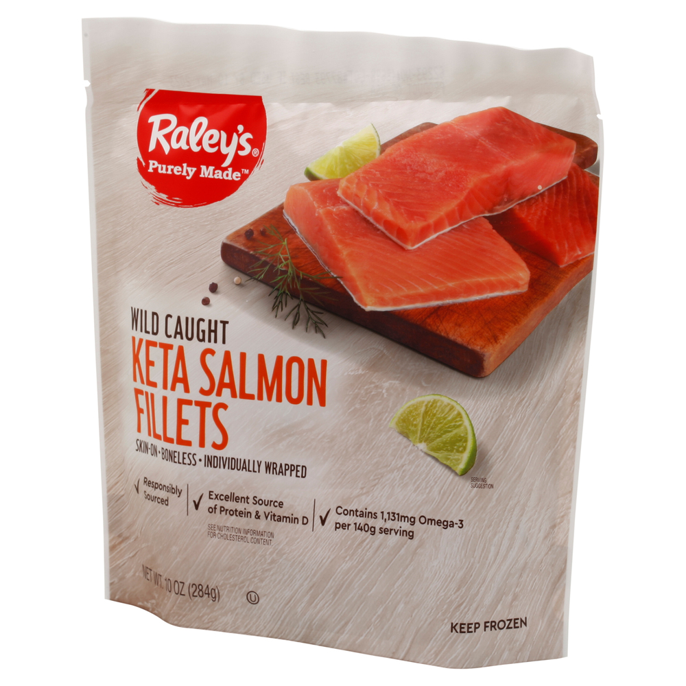 Raley's Purely Made Wild Caught Keta Salmon FilletsFrontRightElevated