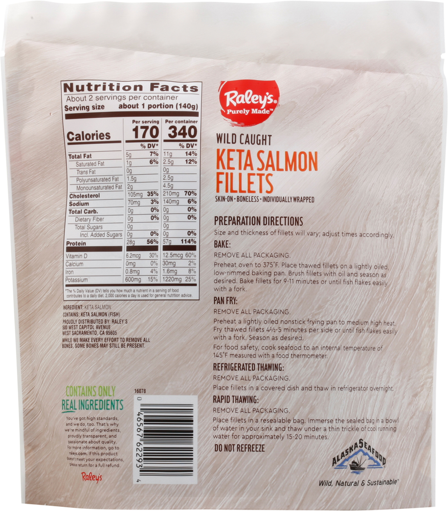 Raley's Purely Made Wild Caught Keta Salmon FilletsPlanogramBack