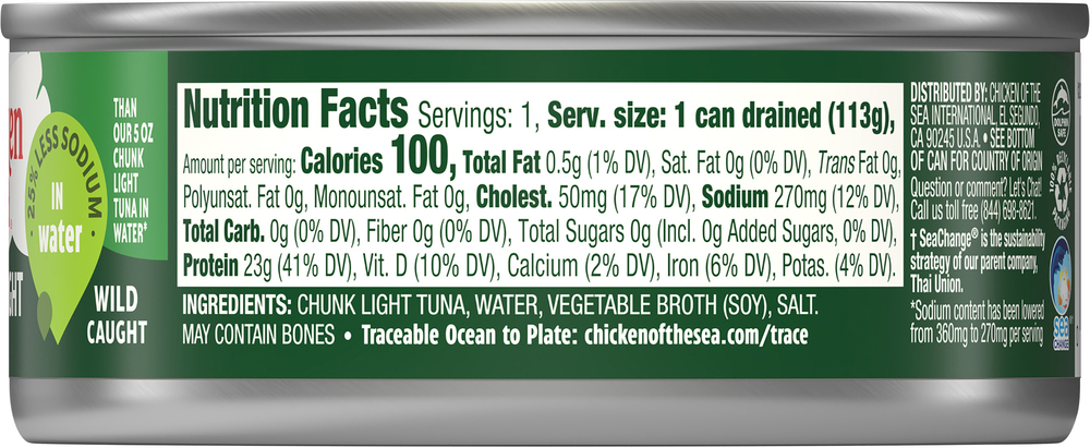 Chicken of the Sea Chunk Light Tuna in Water 25% Less Sodium-Planogram