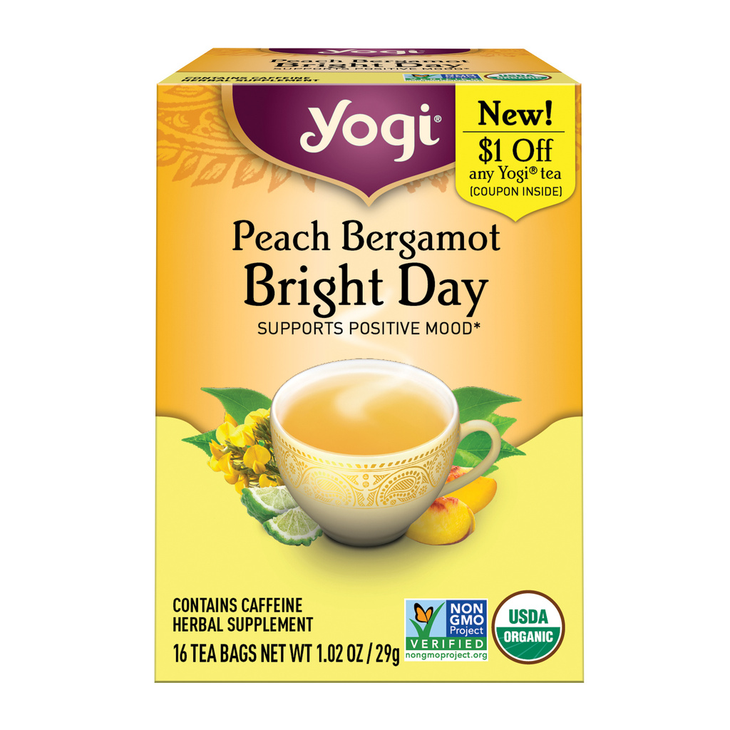 Yogi Herbal Supplement, Bright Day, Peach Bergamot, Tea Bags