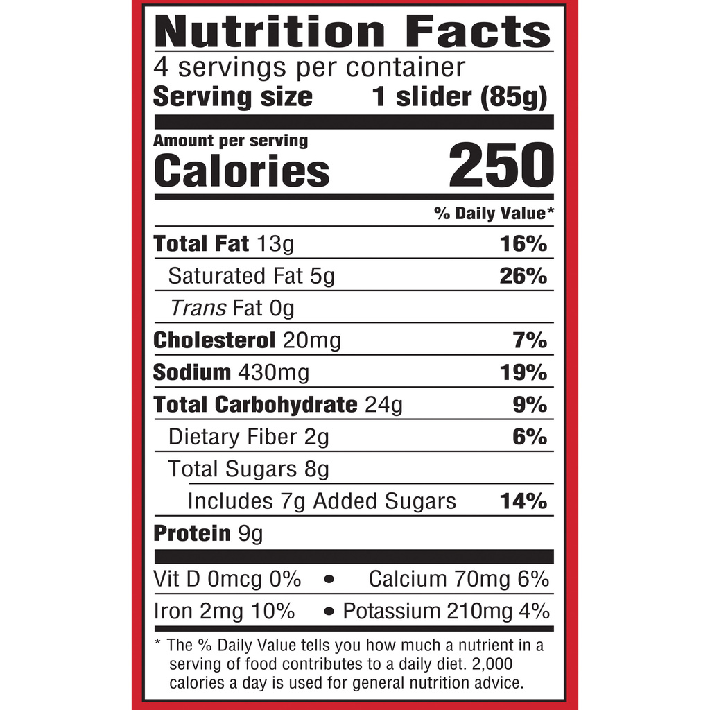 TGI Fridays Cheeseburger Sliders with Sweet & Smoky BBQ SauceNutrition