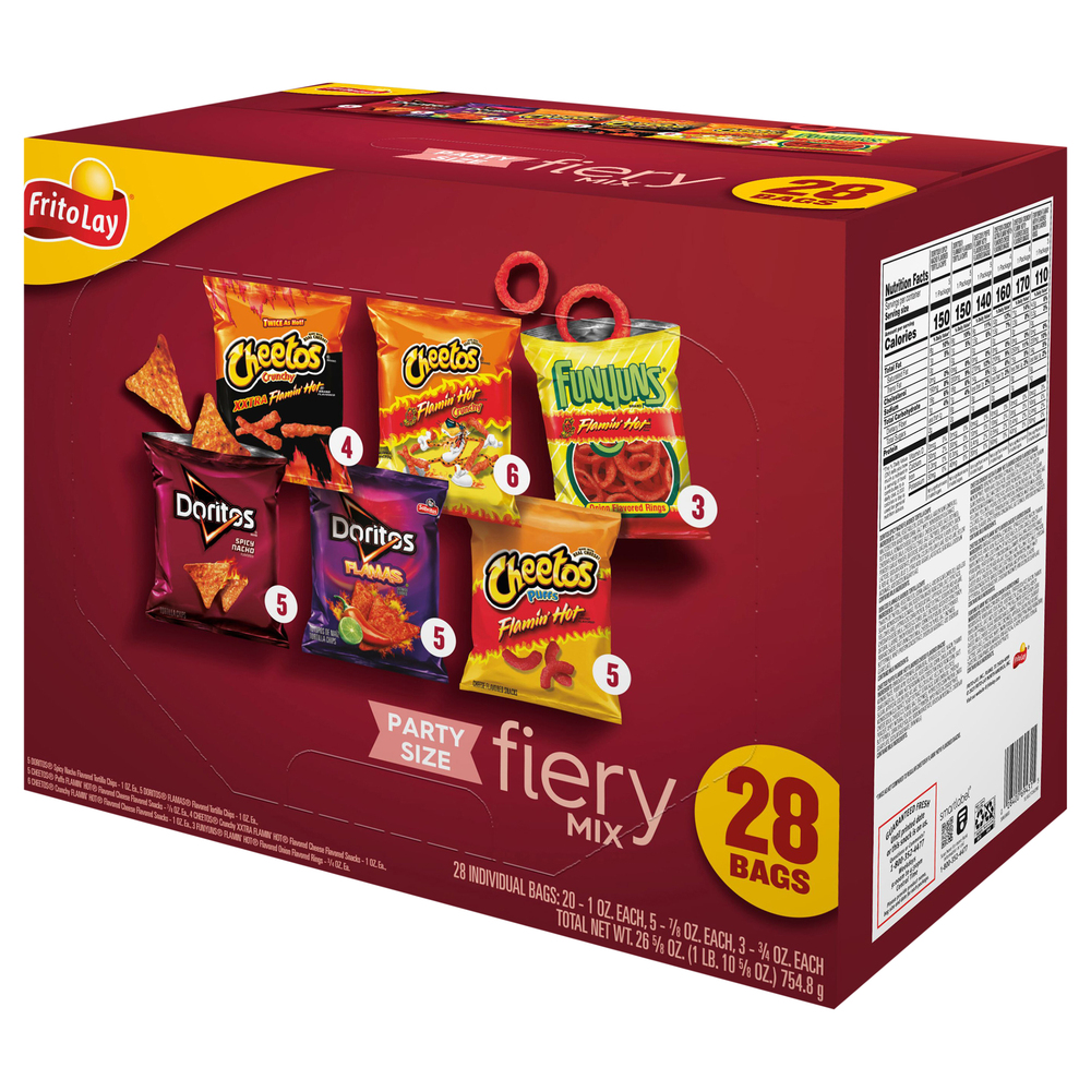 Frito Lay Fiery Mix, Party Size, 28 Bags-Front-Right-Elevated