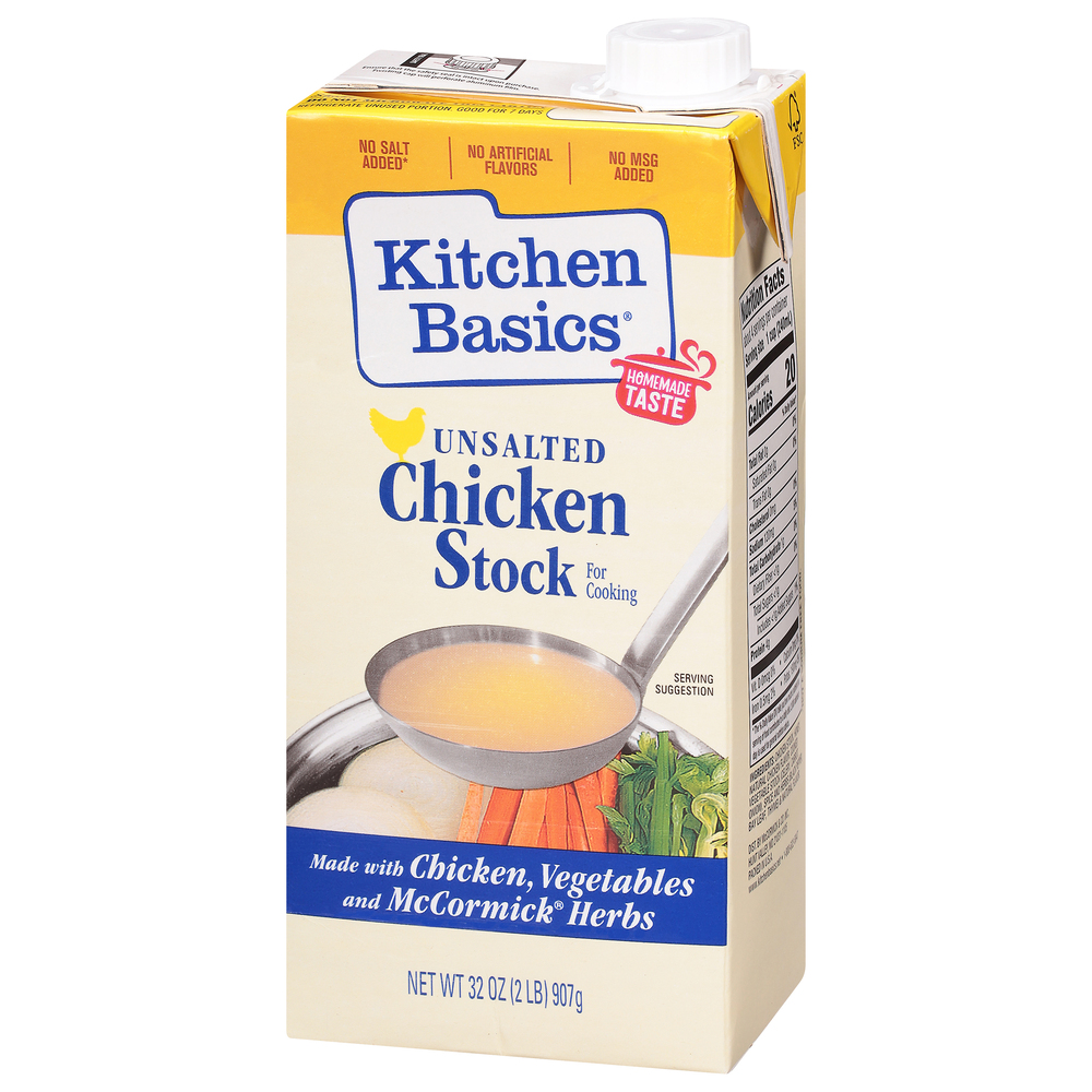Kitchen Basics Chicken Stock, UnsaltedFrontRightElevated