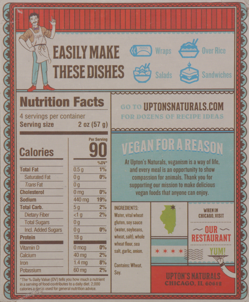 Upton's Naturals Seitan, Traditional, Vegan Chunks