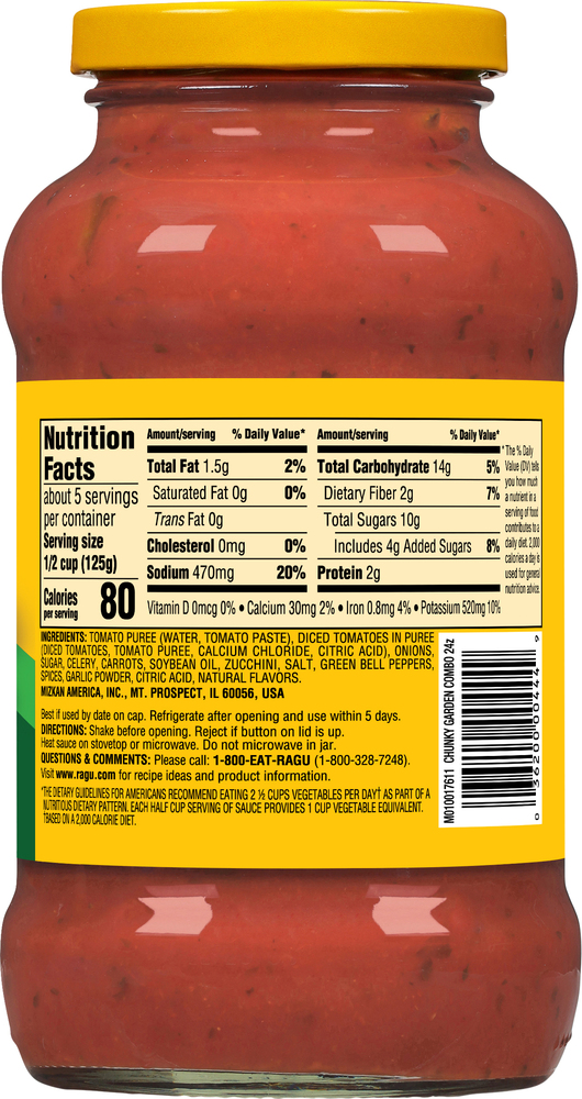 Ragu Sauce, Garden Combination, Chunky