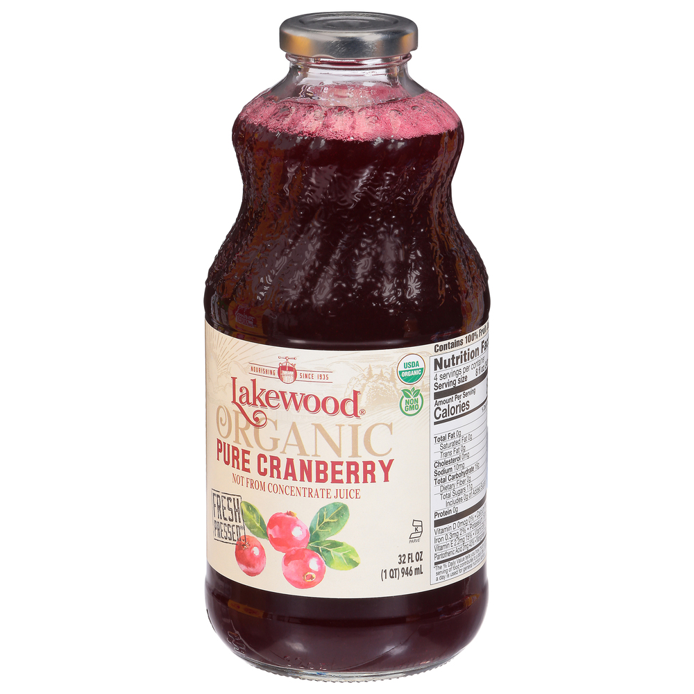 Lakewood Organic Juice, Pure CranberryFrontRightElevated