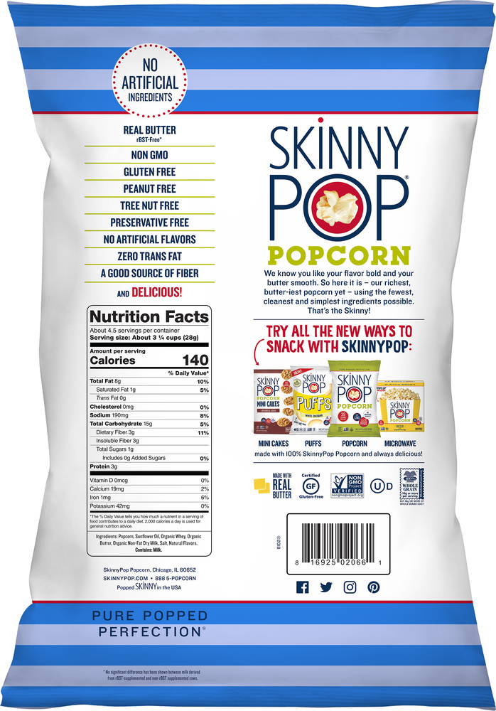 SkinnyPop Popcorn, ButterPlanogramBack