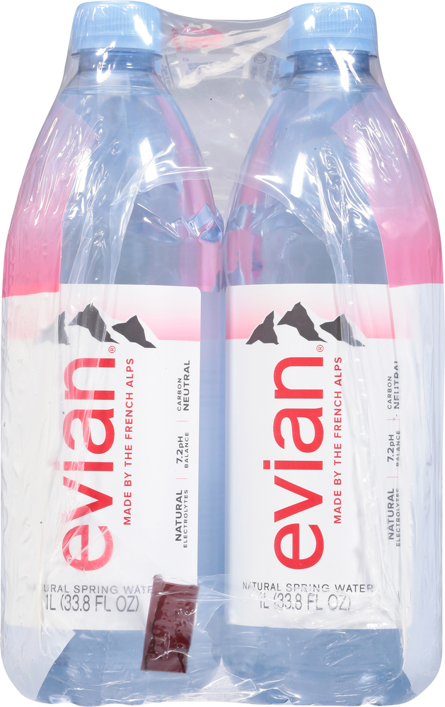 evian Natural Spring Water, Premium Water Bottles, 33.8 Fl Oz