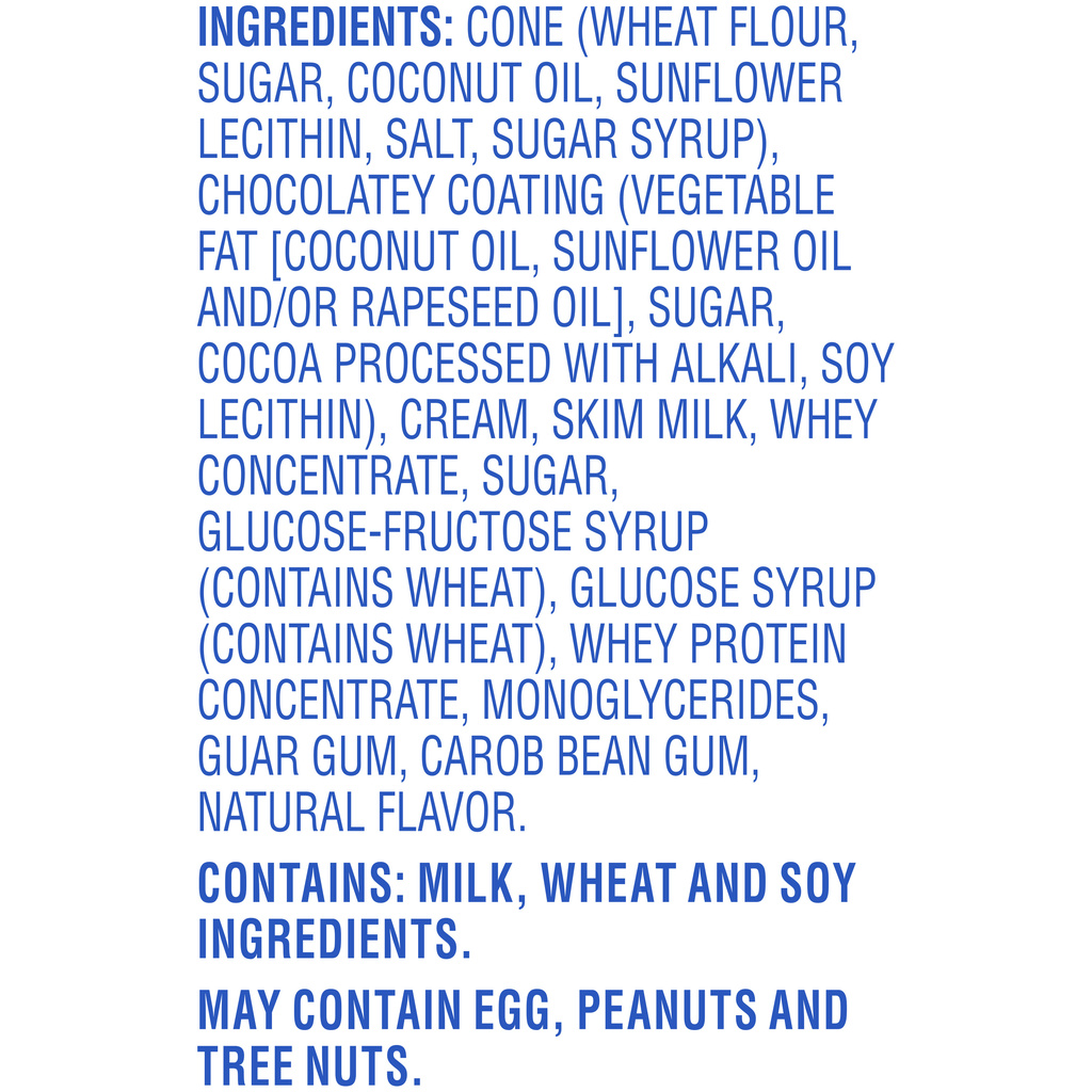 Nestle Drumstick Mini Drums Frozen Dairy Dessert Cones, VanillaIngredients