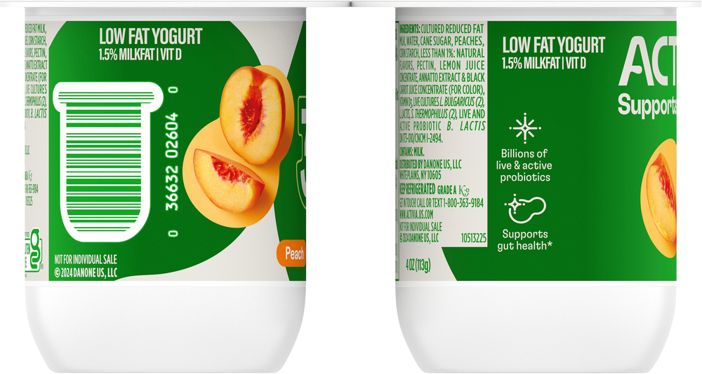 Activia Yogurt, Lowfat, PeachPlanogramLeft