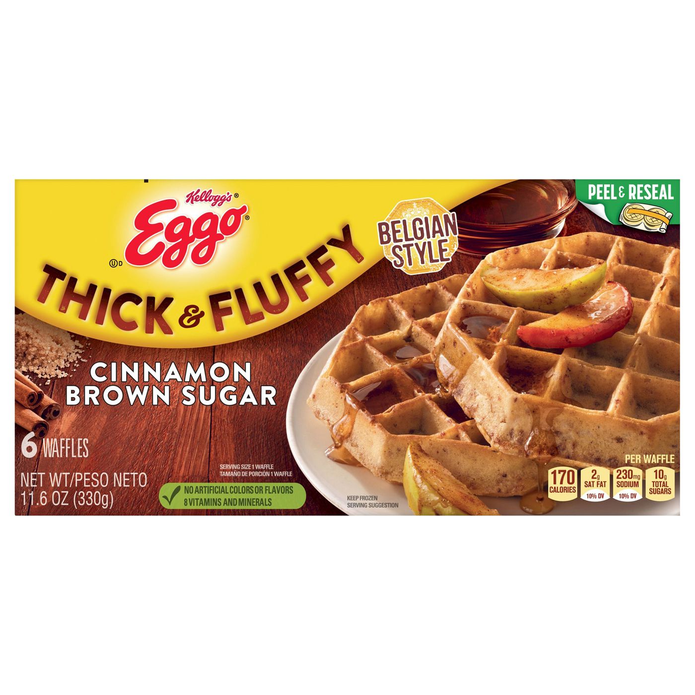 Eggo Waffles, Cinnamon Brown Sugar, Belgian Style, Thick & FluffyMain