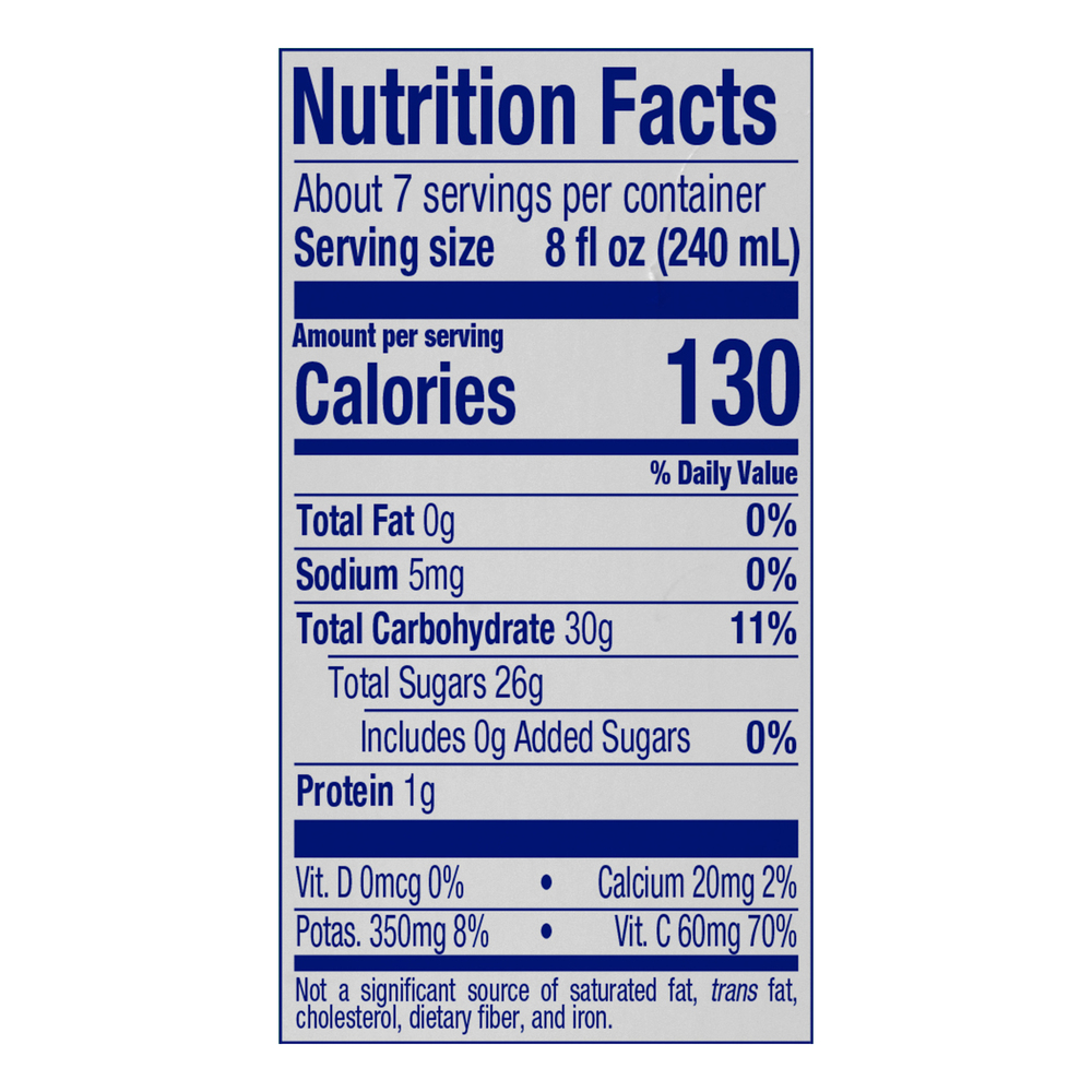 DOLE PINEAPPLE JUICE CAN CALORIES visual data 8
