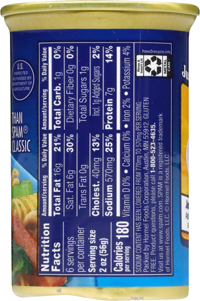 Spam 25% Less Sodium Meat