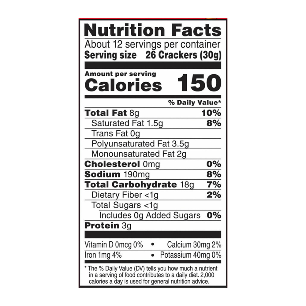 CheezIt Baked Snack Crackers, Cheddar Jack, Extra ToastyNutritionFacts