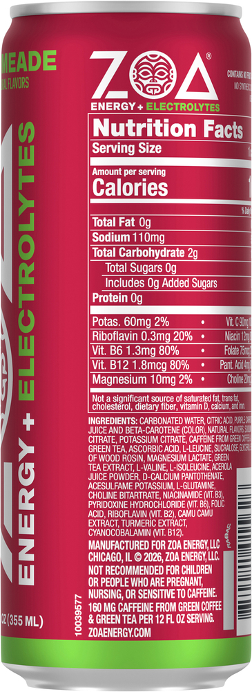 Zoa Energy Drink, Zero Sugar, Cherry Limeade