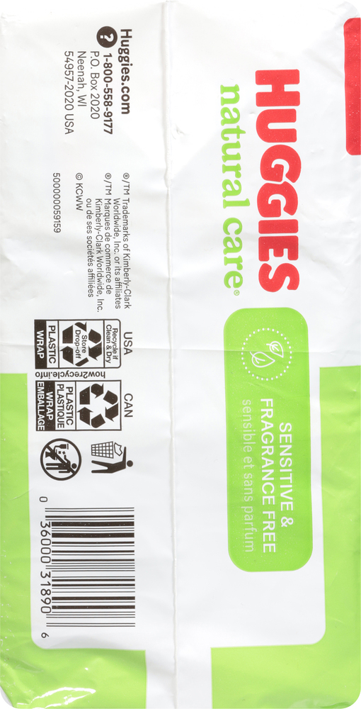 Sensitive Skin Huggies Natural Care 1152 Wipes Unscented Baby