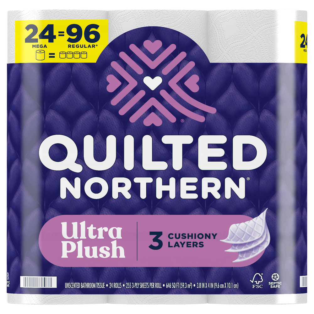 Quilted Northern Toilet Paper, Unscented, Mega Rolls, 3-Ply-Ecom
