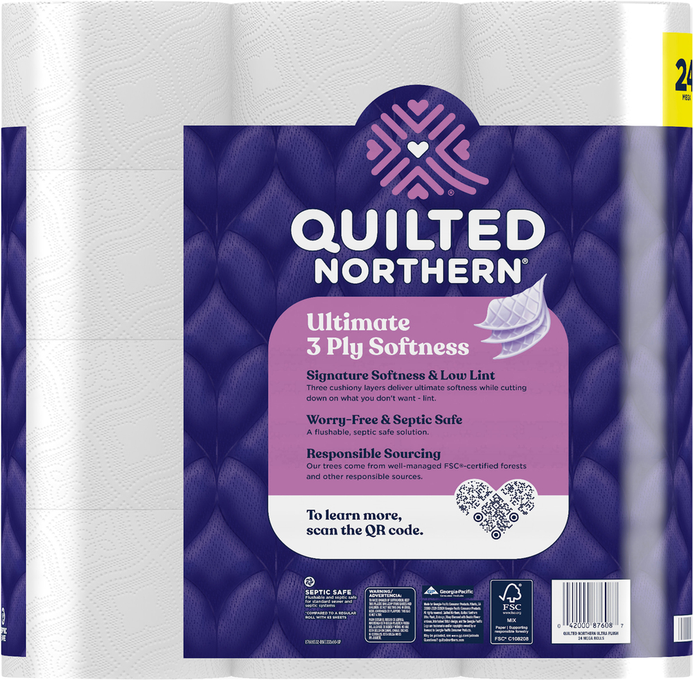 Quilted Northern Toilet Paper, Unscented, Mega Rolls, 3PlyPlanogramBack