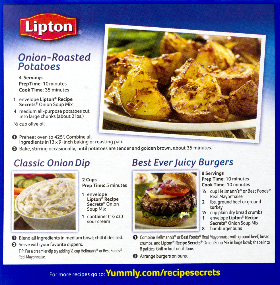 Lipton Recipe Secrets Recipe Soup & Dip Mix, OnionPlanogramBack