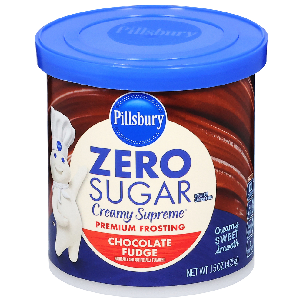 Pillsbury Creamy Supreme Frosting, Zero Sugar, Chocolate Fudge, Premium