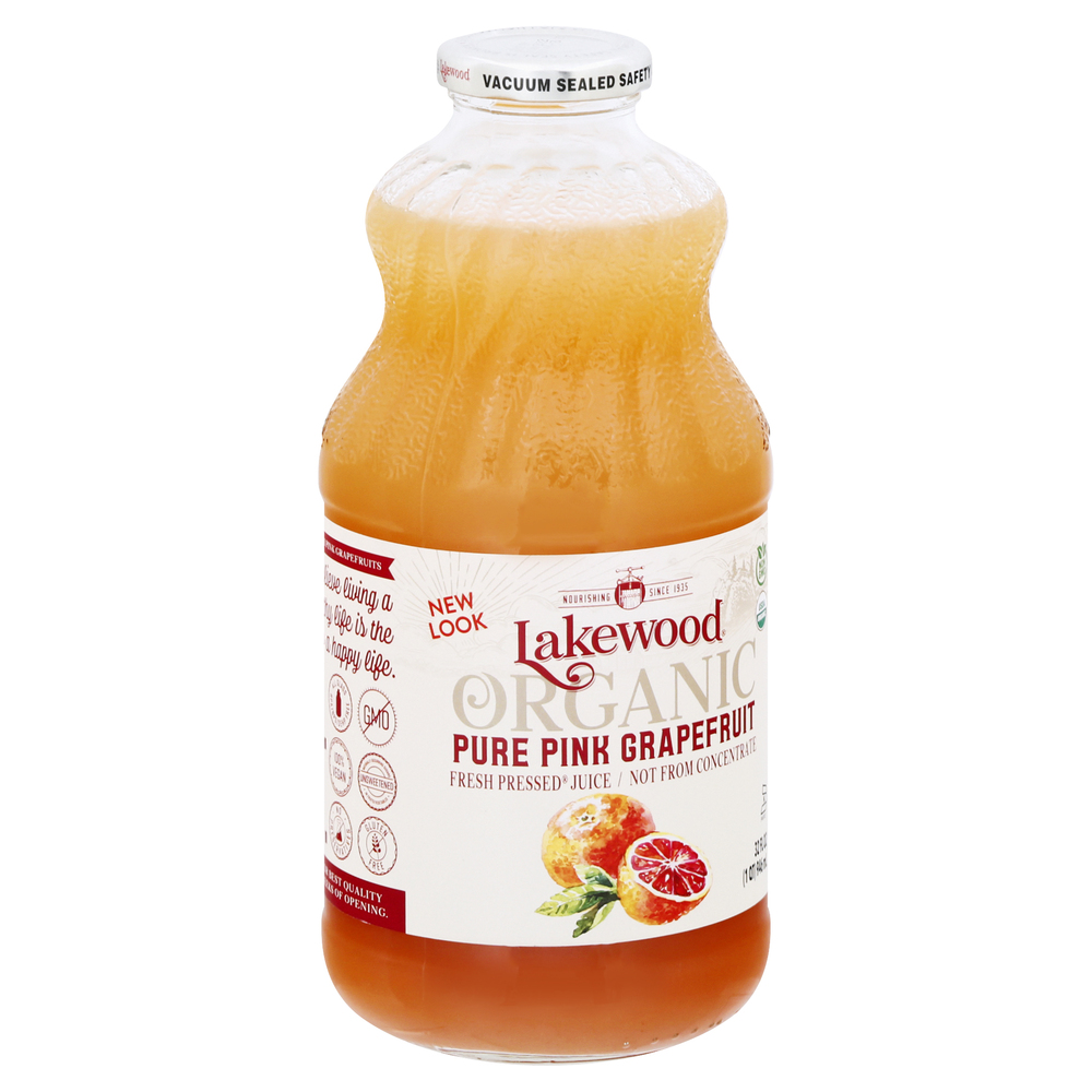 Lakewood Juice, Organic, Pure Pink Grapefruit, Fresh Pressed