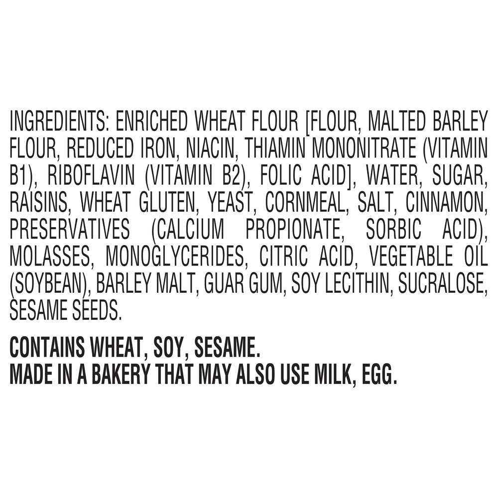 Sara Lee Bagels, Cinnamon Raisin, DeluxeIngredients