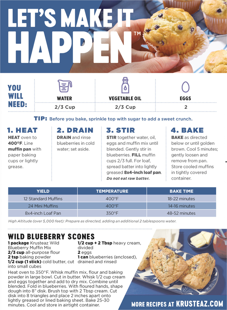 Krusteaz Muffin Mix, Wild Blueberry