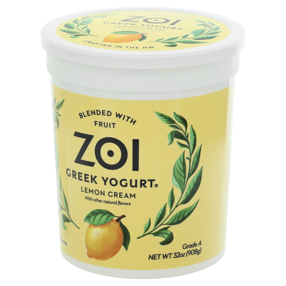 Zoi Yogurt, Greek, Lemon Cream, BlendedFrontRightElevated