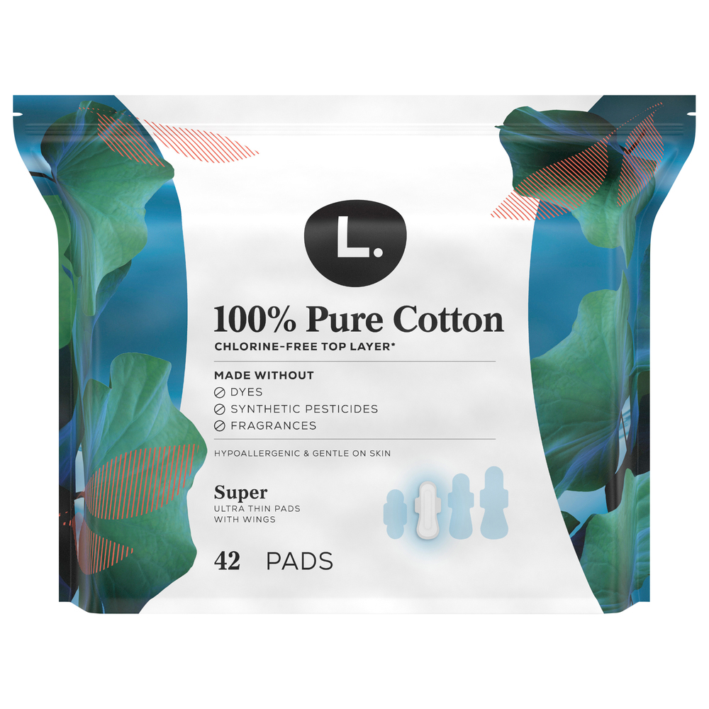  L. Organic Cotton & Chlorine-Free Pads, Extra-Long