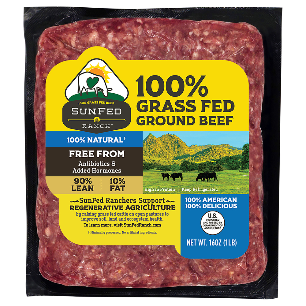 Sunfed Ranch 100 Grass Fed Beef, 90/10Main
