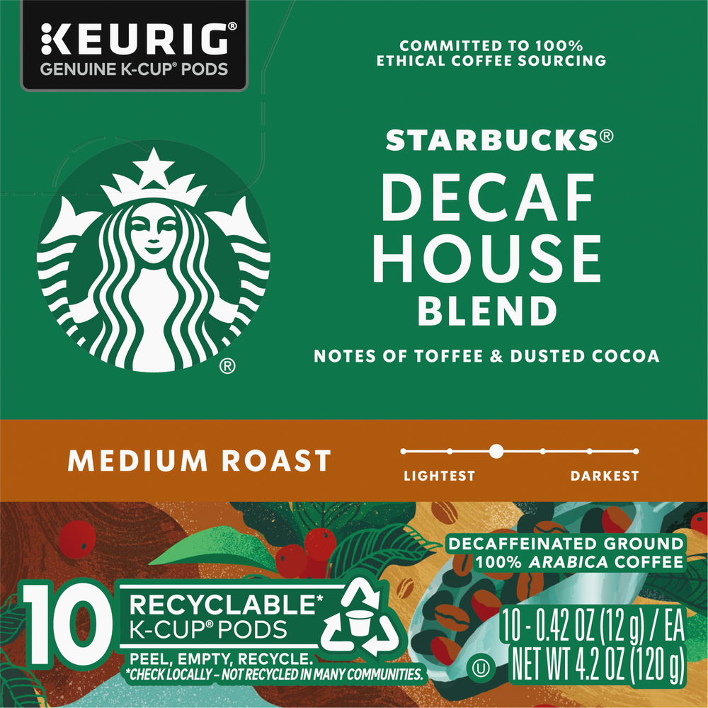Starbucks Coffee Ground Medium Roast Decaf House Blend K Cup Pods