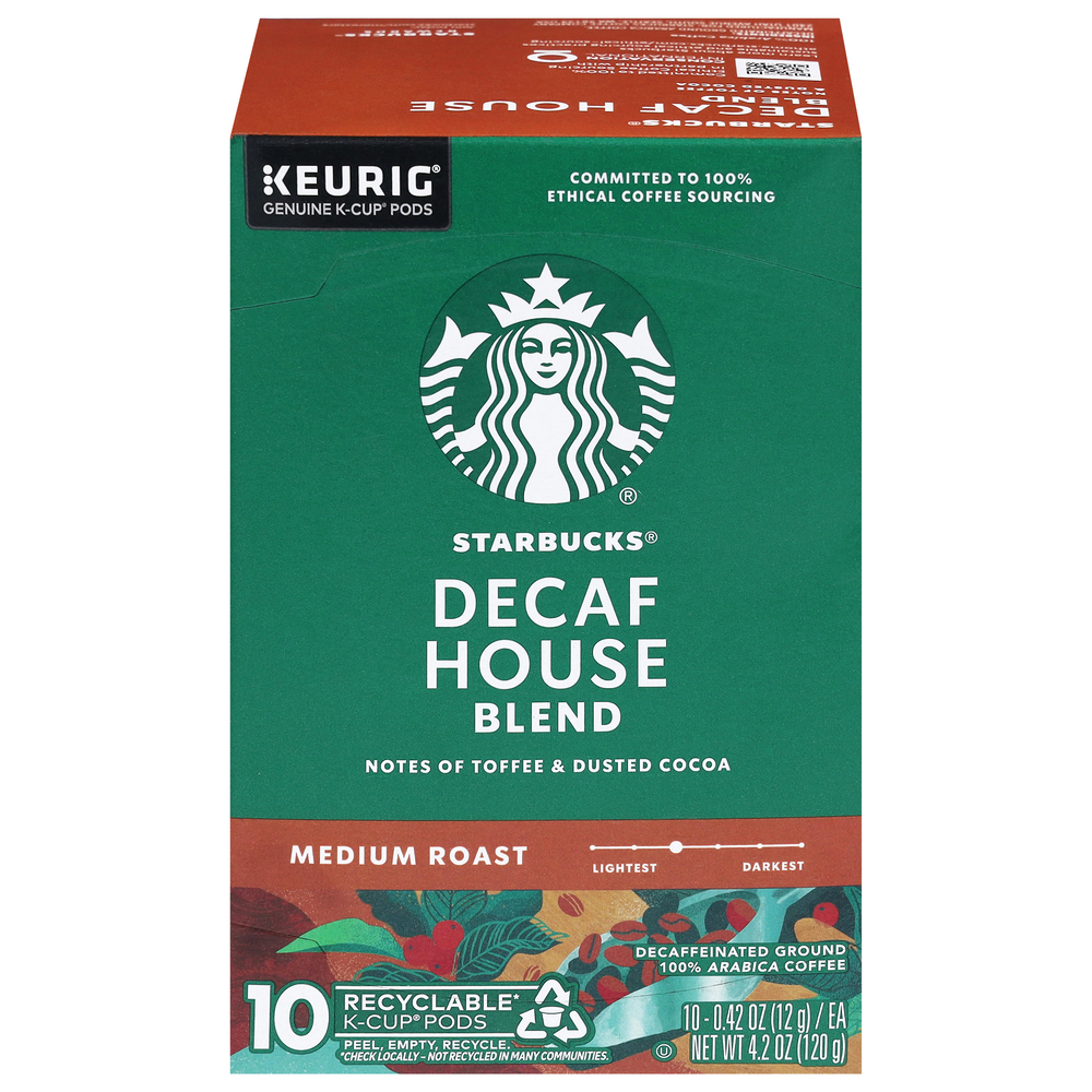 Starbucks K-Cup Pods Ground Medium Roast Decaf House Blend Coffee-Main
