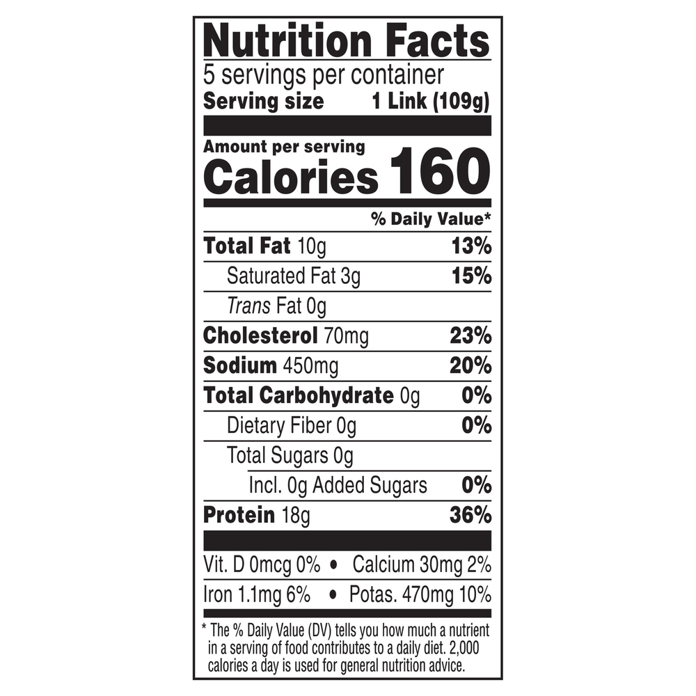 JennieO Fresh Turkey Sausage, Sweet ItalianNutritionFacts